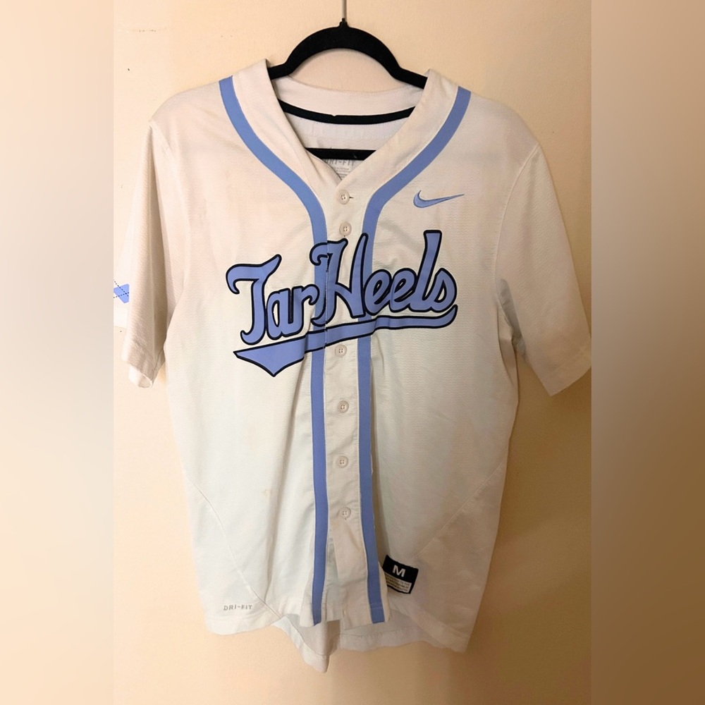 Nike White and Blue Tar Heels Jersey